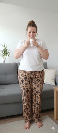  Kadın Büyük Beden Pamuklu İnce Nefes Alan Kumaş Pijama Altı (XL dan 3XL bedene kadar uyumludur)