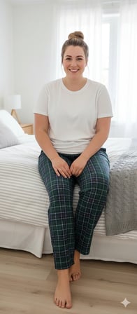  Kadın Büyük Beden Pamuklu İnce Nefes Alan Kumaş Pijama Altı (XL dan 3XL bedene kadar uyumludur)