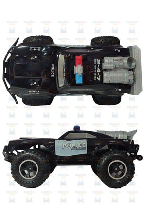 46 Cm 2.4 Ghz Büyük Boy Uzaktan Kumandalı Sesli Full Fonksiyon Şarjlı Polis  Arabası (Siyah)