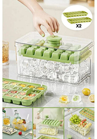 Yeni Nesil Basmalı Kapaklı Buz Kalıbı Çift Bölmeli Buz Kalıbı Şekilli 
