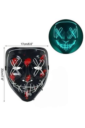 Hallowen Parti Maskesi Neon Led Işıklı Maske  Modlu Cadılar Bayramı Maskesi