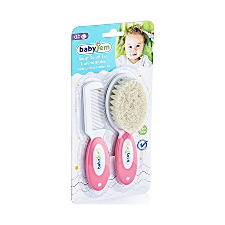 Babyjem Doğal Kıl Fırça Tarak Seti 519 Pembe