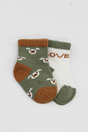 Bistyle Love Dog Penye Soket Çorap 2'li Bs10118 Nil