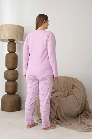 Büyük Beden Battal İnterlok Leopar Kadın Pijama Takımı