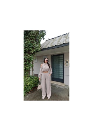 Tensel Kumaş Kadın, Cold Shoulder Bluz ve Geniş Paça Pantolon, Uzun Kollu İki Parça Set