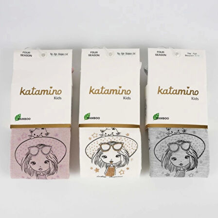 Katamino Mistar Baskılı Kız Külotlu Çorap K37008 Karışık Renk(1 Adet)