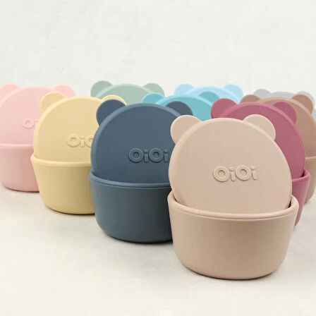 Oioi Silikon Kapaklı Mini Kase 2'li Mini Bites Aqua Green / Powder Grey