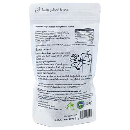 Og Natural Organik Karışık Sebzeli Bakliyat Unlu Bebek Kuskus 250 Gr