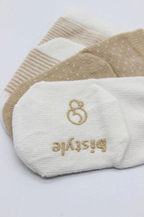Bistyle Puanlı Kaymaz Penye Soket Çorap 3'Lü BS10108 Bej