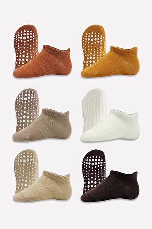 Bistyle 6'lı Sneakers Kaymaz Penye Çorap Bs20102 Toprak