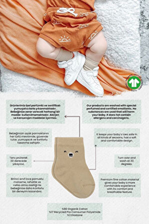 Bistyle Bear Penye Soket Çorap 2'Li BS10116 Bej