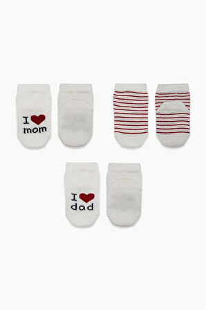 Bistyle Mom Dad 3'lü Penye Soket Çorap 10123 Ekru