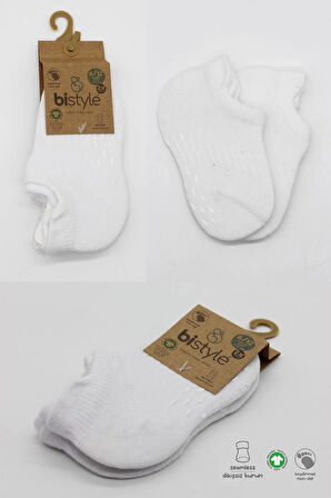 Bistyle 2'li Sneakers Kaymaz Basic Penye Çorap Bs20103 Beyaz Beyaz