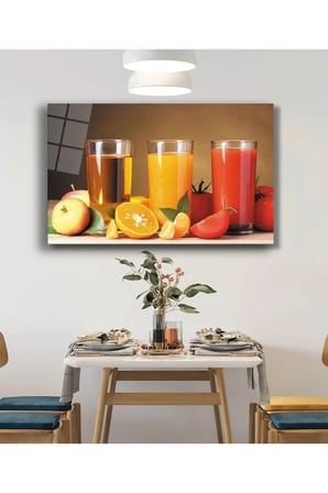 Meyve Suyu Meyveler Mutfak Cam Tablo 4mm Dayanıklı Temperli Cam Juice Fruits Kitchen Glas Wall Art