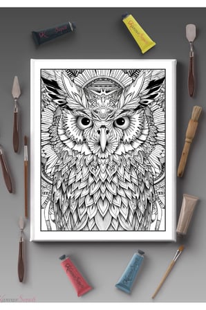 40x30cm Tüm Boyama Türlerine Uygun Boyanabilir Baskılı Tuval Çocuklar için boyanabilir Mandala Tablo