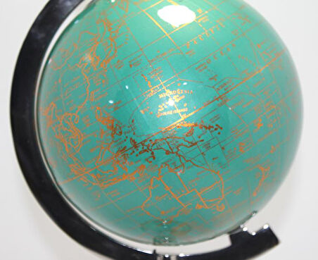 Dekoratif Dünya Yerküre Parlak Nikel Ayaklı Harita