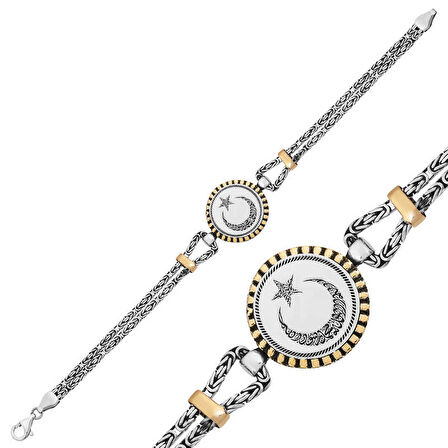 925 Ayar Gümüş Ay Yıldız Erkek Bileklik