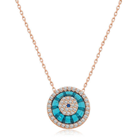 925 Ayar Gümüş Rose Camgöz Nazar Kadın Gümüş Kolye