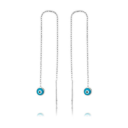 925 Ayar Gümüş Nazar Zincirli Küpe