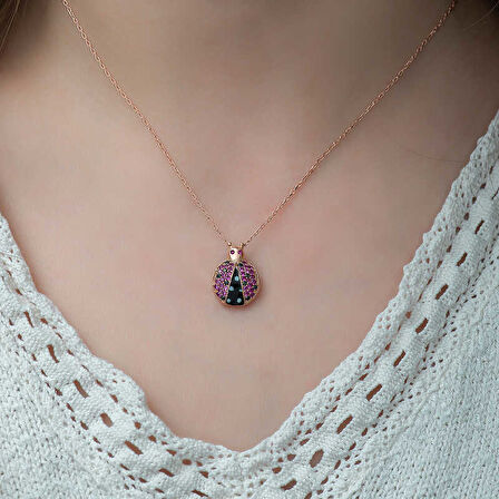 925 Ayar Gümüş Uğur Böceği Kadın Gümüş Kolye