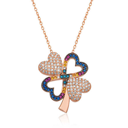 925 Ayar Gümüş Dört Yapraklı Yonca Kadın Gümüş Kolye