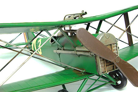 Metal Uçak Çift Kanatlı Biblo Dekoratif Hediyelik