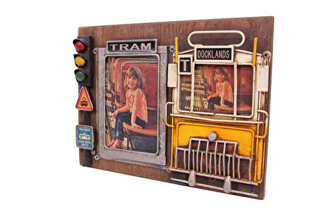 Dekoratif Metal Çerçeve Tramvay Dekorlu Vintage Ev Ofis Hediyelik