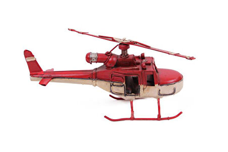 Helikopter Metal Vintage Dekoratif Masaüstü Biblo Hediyelik