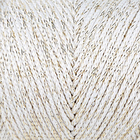 Loren Soft Star Makrome İpi Sarı Simli Krem RM103