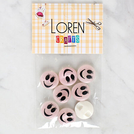 Loren Crafts 8'li Gülen Yüz Düğme - 1015