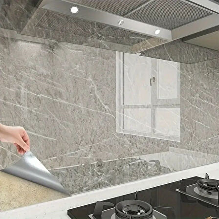 By Nevser® Mermer Desenli Sticker Folyo Atina Grisi 60CM*5MT