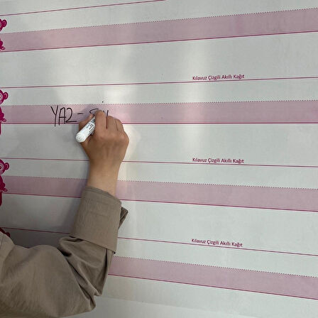 By Nevser® Kılavuz Çizgili Akıllı Kağıt Yazı Tahtası Duvarda İz Bırakmaz Statik Yeni Müfredata Uygun 100x56cm