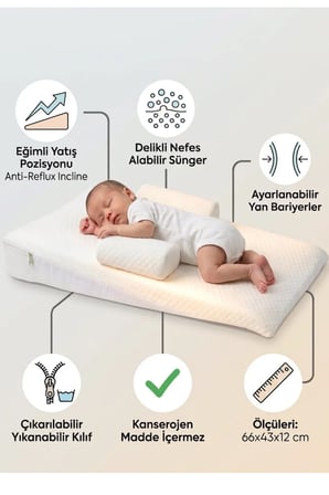 Casual Eko Bebek Yastığı - Ergonomik & Nefes Alabilir Yıkanabilir Kılıflı Güvenli Uyku Yastığı