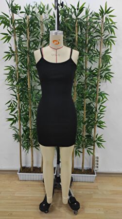 Buyers Butik Kadın Ip Askılı Yuvarlak Yaka Kaşkorse Elbise