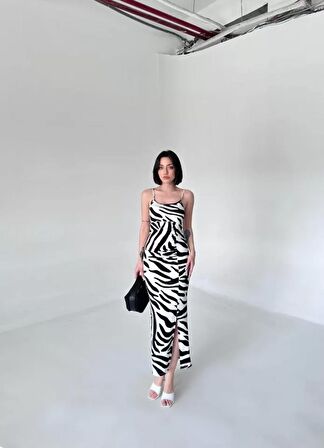 Buyers Butik Leopar Desenlı Elbise - Beyaz