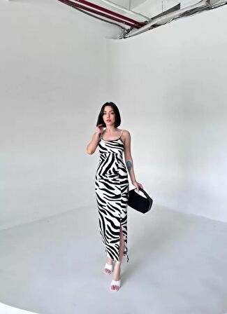 Buyers Butik Leopar Desenlı Elbise - Beyaz