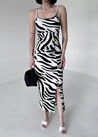 Buyers Butik Leopar Desenlı Elbise - Beyaz