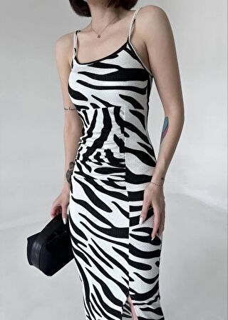 Buyers Butik Leopar Desenlı Elbise - Beyaz