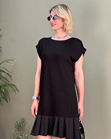 Buyers Butik Kadın Viskon Kumaş Mini Tunik Detaylı Elbise