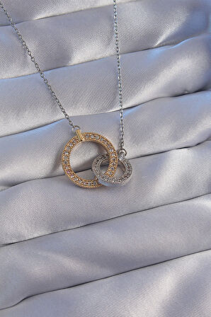 Buyers Butik 316L Çelik Zincir Çift Renkli Zirkon Taşlı Cartier Kolye