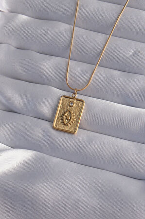 Buyers Butik 316L Çelik Zincir Gold Renk Zirkon Taşlı Göz Figür Tarot Kolye