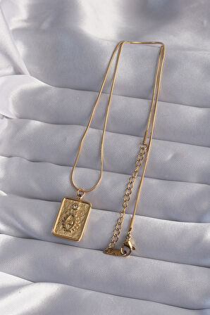 Buyers Butik 316L Çelik Zincir Gold Renk Zirkon Taşlı Göz Figür Tarot Kolye