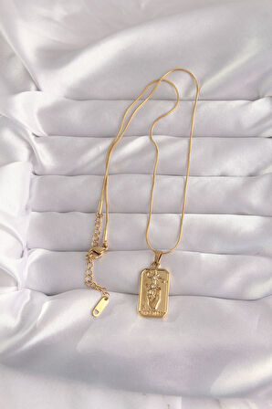 Buyers Butik 316L Çelik Gold Renk Zirkon Taşlı El Figür Vintage Kolye