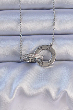 Buyers Butik 316L Çelik Gümüş Renk Zirkon Taşlı Cartier Kolye