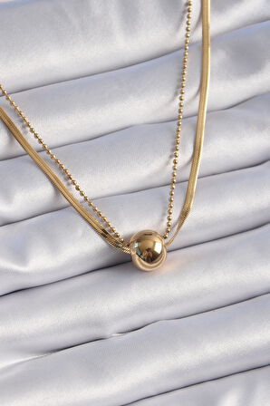 Buyers Butik 316L Çelik Gold 2'li İtalyan Zincir Model Top Model Kadın Kolye