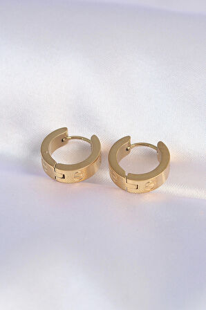 Buyers Butik 316L Çelik Gold Renk Minimal Cartier Model Halka Küpe