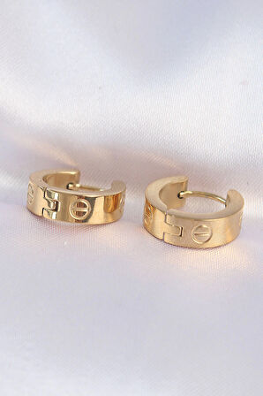 Buyers Butik 316L Çelik Gold Renk Minimal Cartier Model Halka Küpe