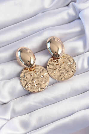 Buyers Butik Pirinç Gold Renk Oval Ezme Plaka Küpe