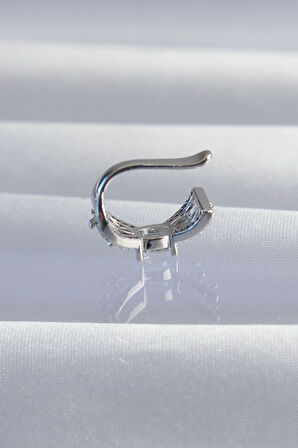 Buyers Butik Pirinç Gümüş Renk Zirkon Taş Kaplama Earcuff Küpe