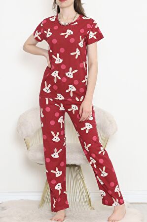 Buyers Butik Desenli Pijama Takımı Bordo - 130.1287.